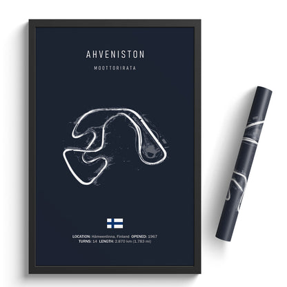 Illustratedtracks Poster – Ahveniston Moottorirata – Navy