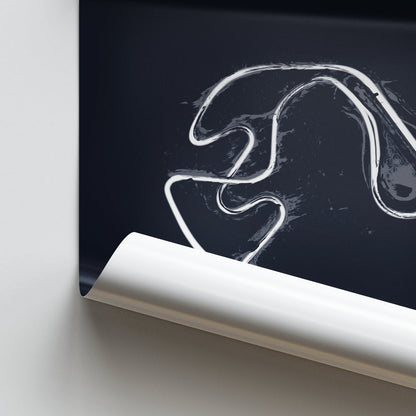 Illustratedtracks Poster – Ahveniston Moottorirata – Navy