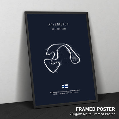 Illustratedtracks Poster – Ahveniston Moottorirata – Navy