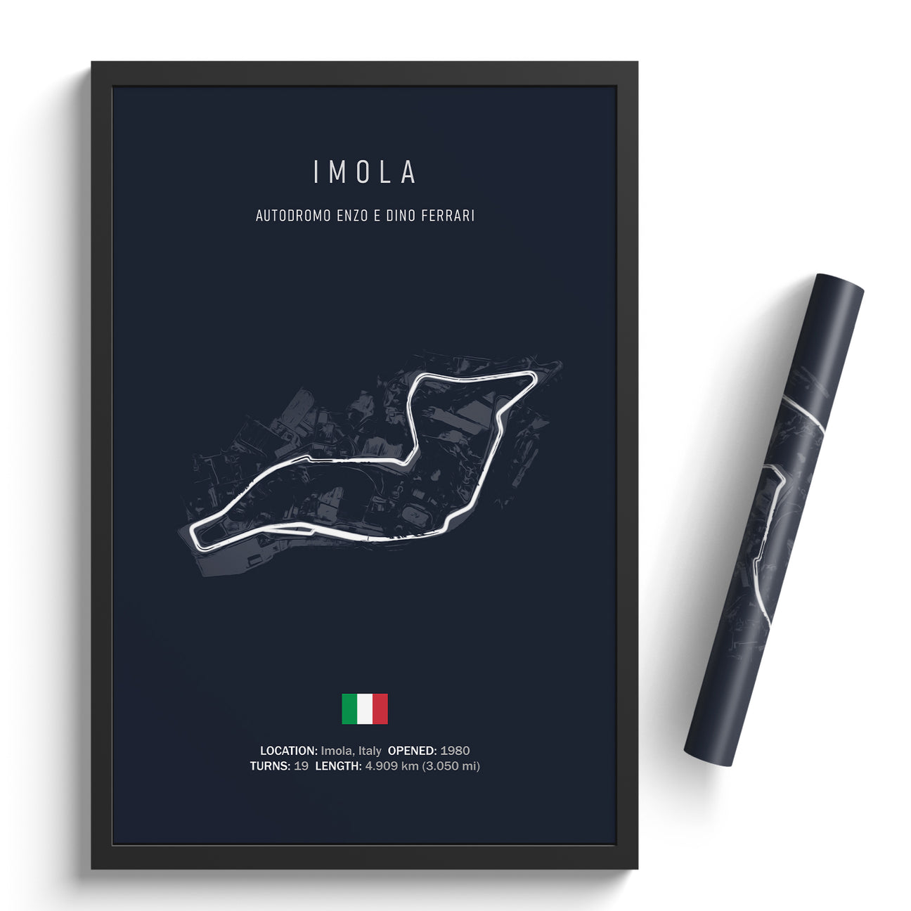 Illustratedtracks Poster – Autodromo Enzo e Dino Ferrari Imola – Navy