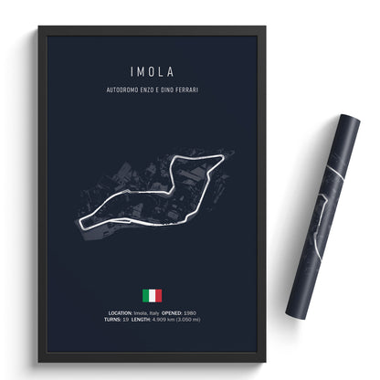 Illustratedtracks Poster – Autodromo Enzo e Dino Ferrari Imola – Navy