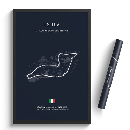 Illustratedtracks Poster – Autodromo Enzo e Dino Ferrari Imola – Navy