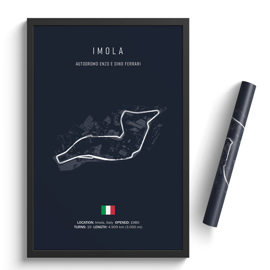 Illustratedtracks Poster – Autodromo Enzo e Dino Ferrari Imola – Navy
