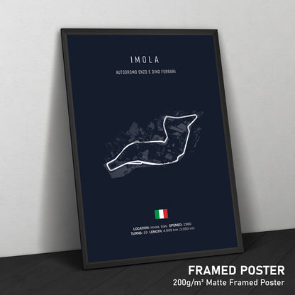 Illustratedtracks Poster – Autodromo Enzo e Dino Ferrari Imola – Navy