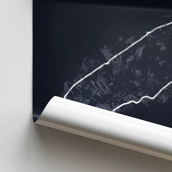 Illustratedtracks Poster – Circuit de la Sarthe Le Mans – Navy