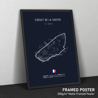 Illustratedtracks Poster – Circuit de la Sarthe Le Mans – Navy