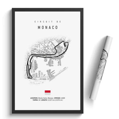 Illustratedtracks Poster – Circuit de Monaco – White