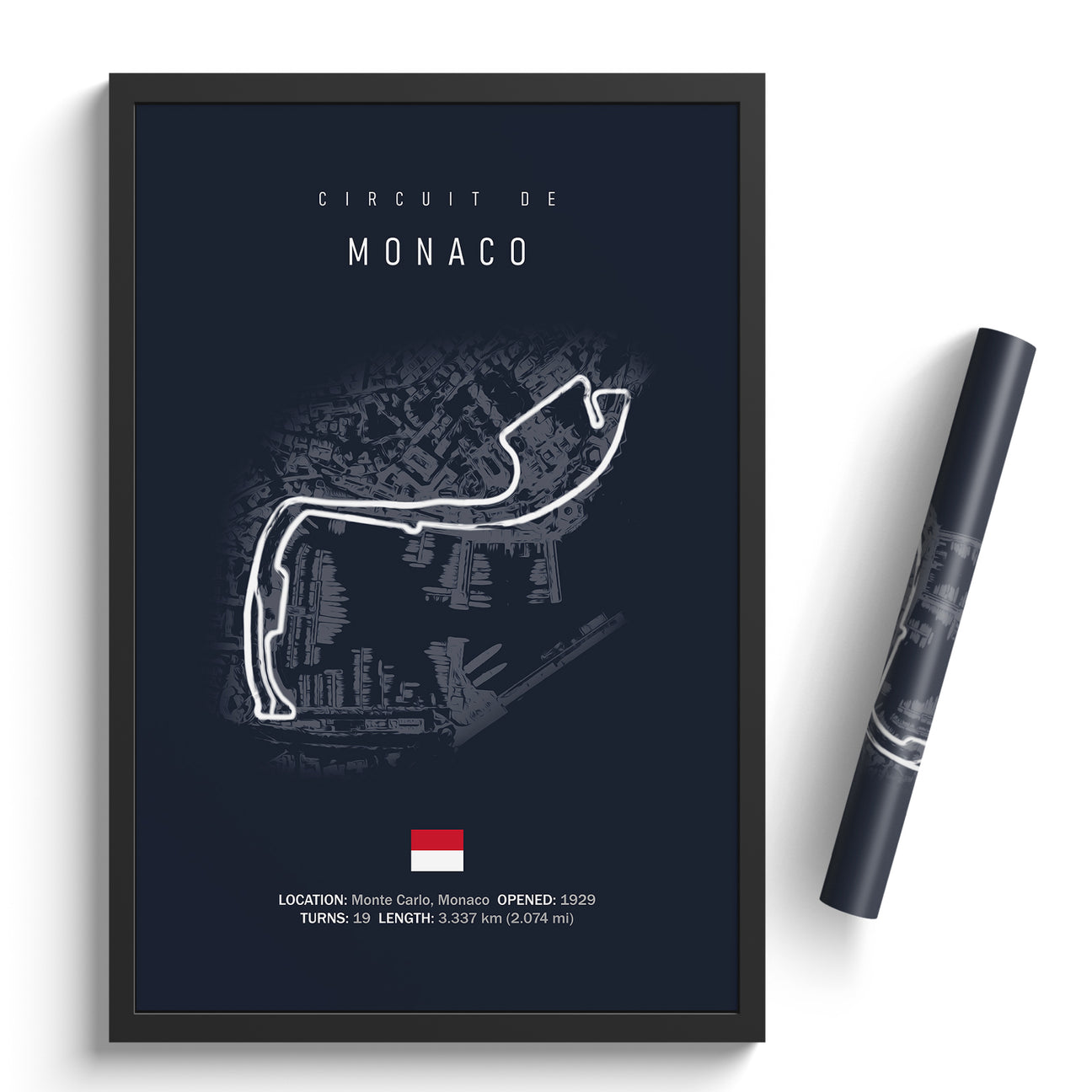Illustratedtracks Poster – Circuit de Monaco – Navy