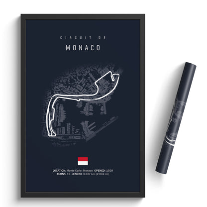 Illustratedtracks Poster – Circuit de Monaco – Navy