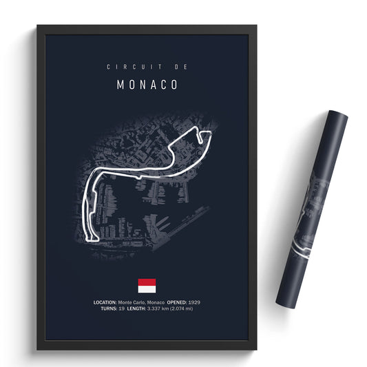 Illustratedtracks Poster – Circuit de Monaco – Navy