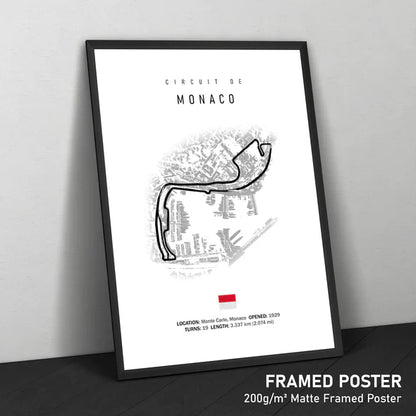 Illustratedtracks Poster – Circuit de Monaco – White