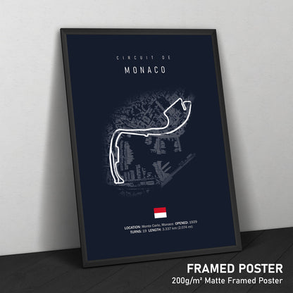 Illustratedtracks Poster – Circuit de Monaco – Navy