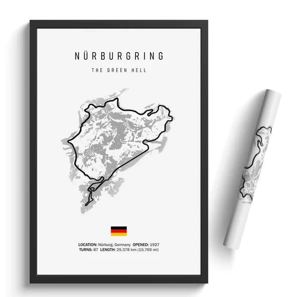 Illustratedtracks Poster – Nürburgring Racetrack – White