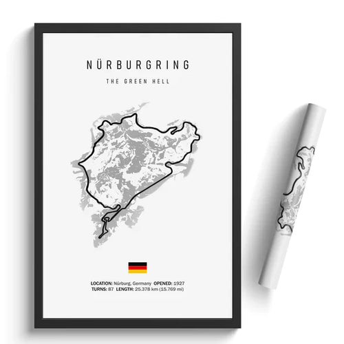 Illustratedtracks Poster – Nürburgring Racetrack – White