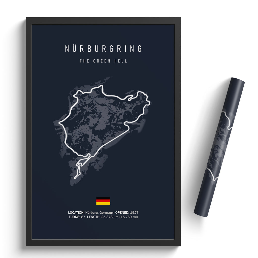 Illustratedtracks Poster – Nürburgring Racetrack – Navy