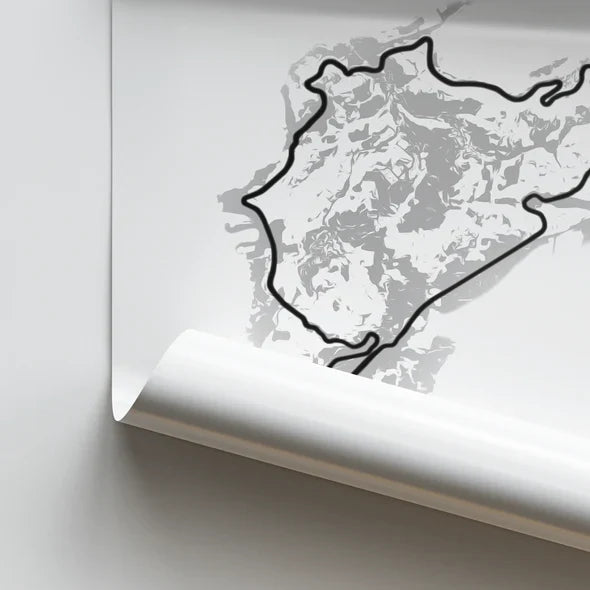 Illustratedtracks Poster – Nürburgring Racetrack – White