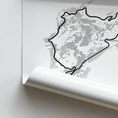 Illustratedtracks Poster – Nürburgring Racetrack – White