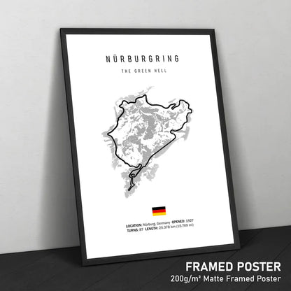 Illustratedtracks Poster – Nürburgring Racetrack – White