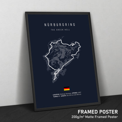 Illustratedtracks Poster – Nürburgring Racetrack – Navy