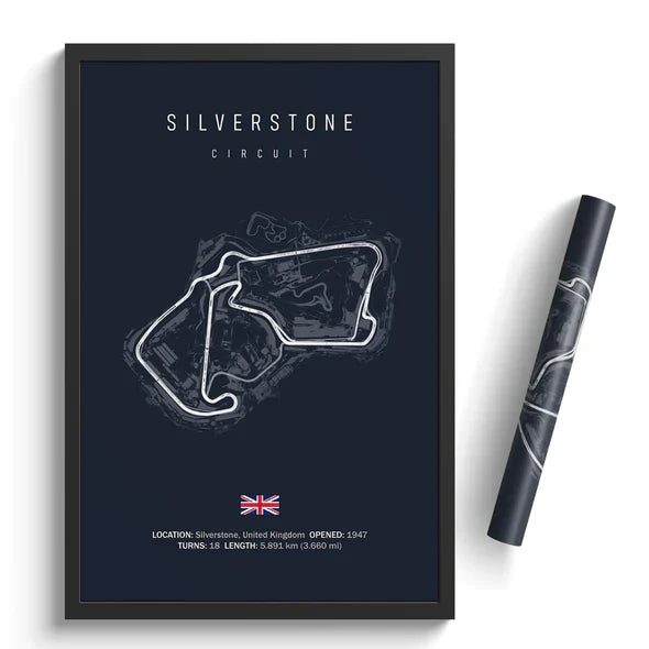 Illustratedtracks Poster – Silverstone Circuit – Navy