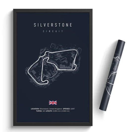 Illustratedtracks Poster – Silverstone Circuit – Navy