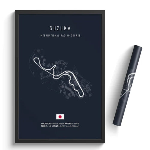 Illustratedtracks Poster – Suzuka International Racing Course – Navy