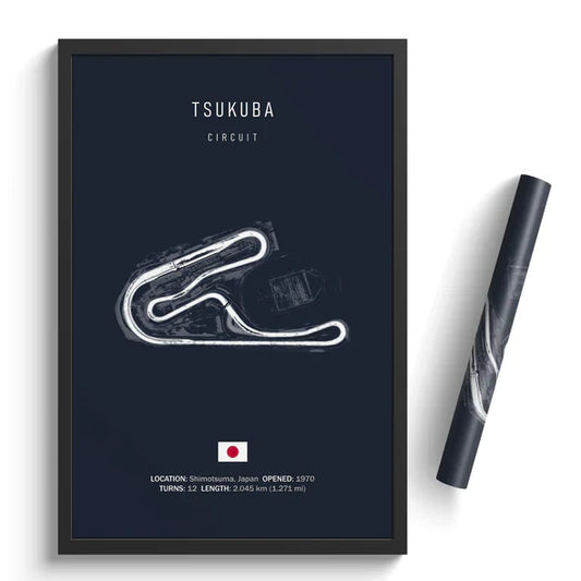 Illustratedtracks Poster – Tsukuba Circuit – Navy