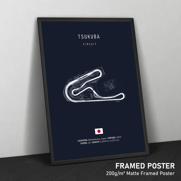 Illustratedtracks Poster – Tsukuba Circuit – Navy